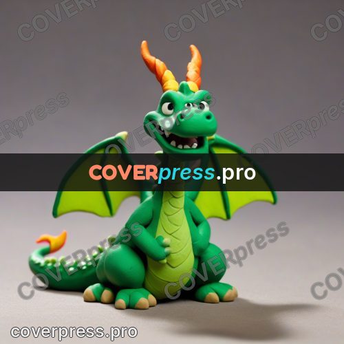 Clay figurine: green dragon with wings