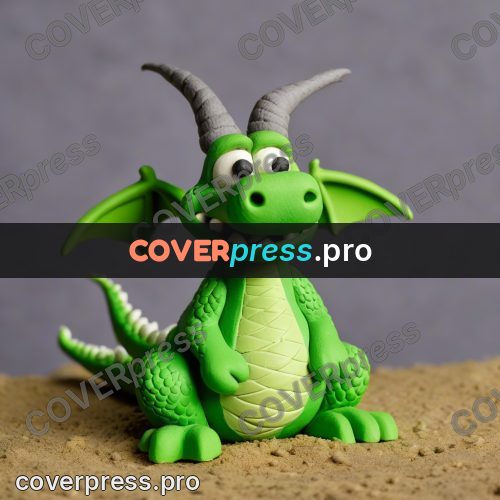 Clay figurine: green dragon with wings