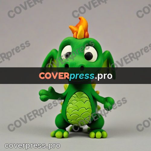 Clay figurine: green dragon with wings