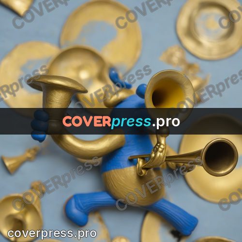 Clay figurine: gold horns on a blue ground