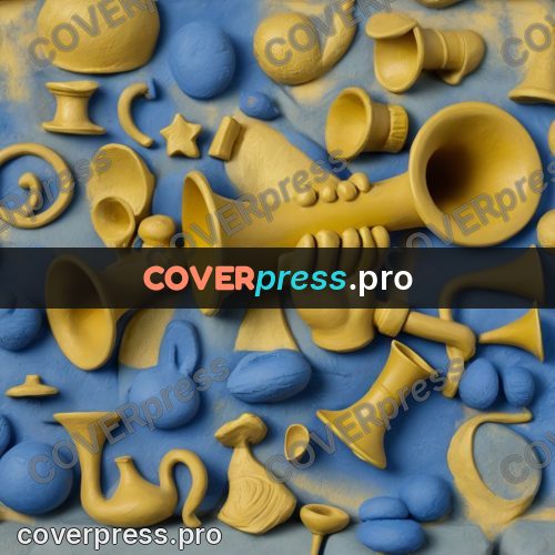 Clay figurine: gold horns on a blue ground