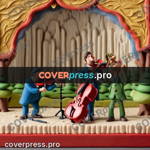 Clay figurine: musicians with violin and bass