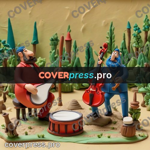 Clay figurine: musicians with violin and bass