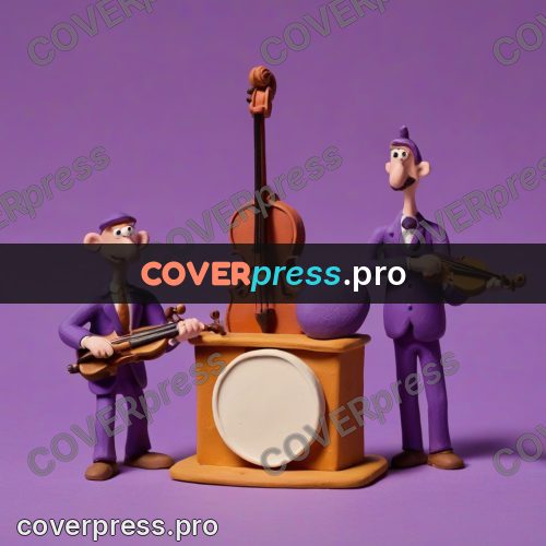 Clay figurine: musicians in purple suits