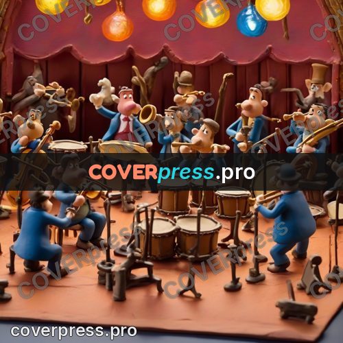 Clay figurine: orchestra of musicians on stage