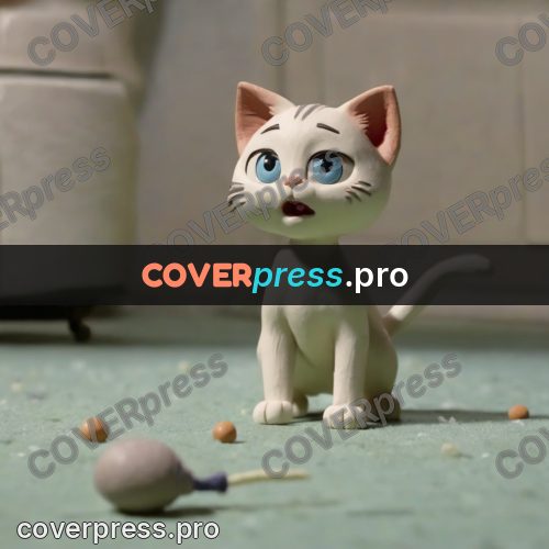 Clay figurine: kitten standing in a room
