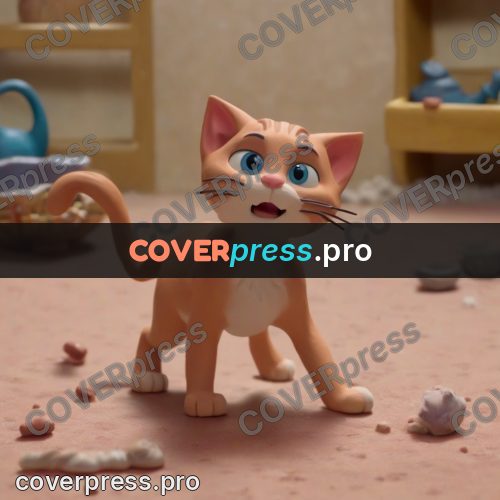 Clay figurine: kitten standing in a room
