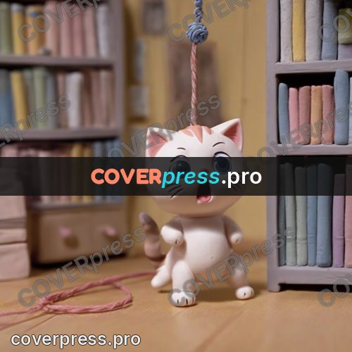Clay figurine: kitten pawing at a string