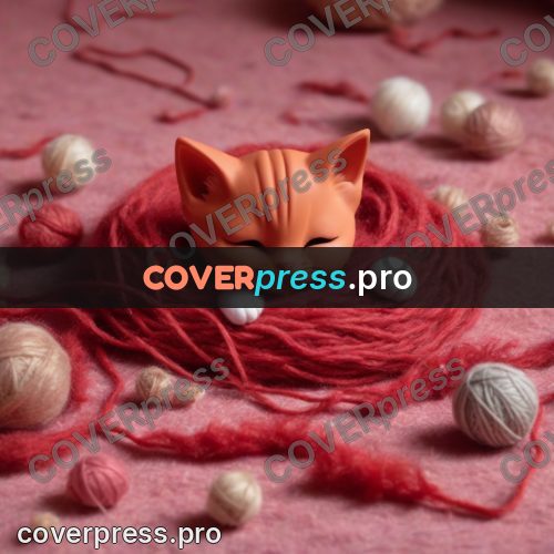 Clay figurine: kitten asleep in yarn