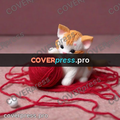 Clay figurine: kitten asleep in yarn
