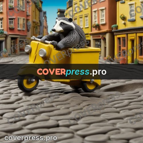 Clay figurine: badger on a scooter