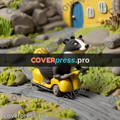 Clay figurine: badger on a scooter