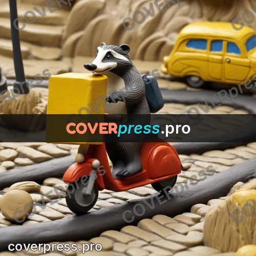 Clay figurine: badger on a scooter