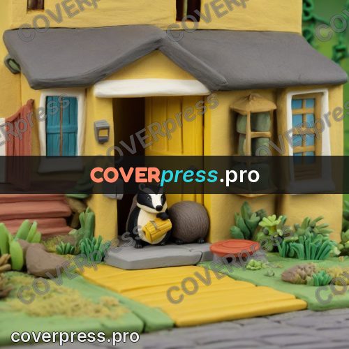 Clay figurine: badger by a yellow house