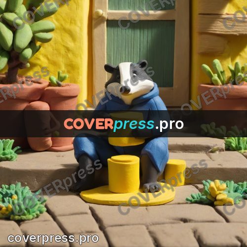 Clay figurine: badger by a yellow house