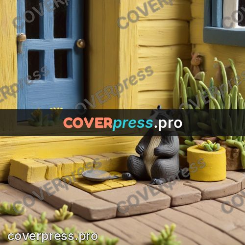 Clay figurine: badger by a yellow house