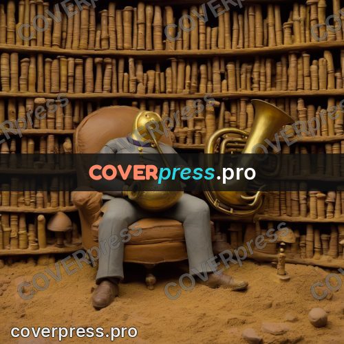 Clay figurine: musician with a large horn