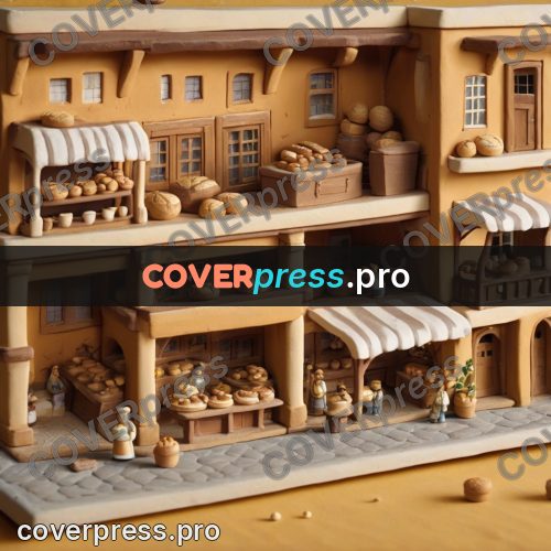 Clay figurine: bakery with shelves of bread