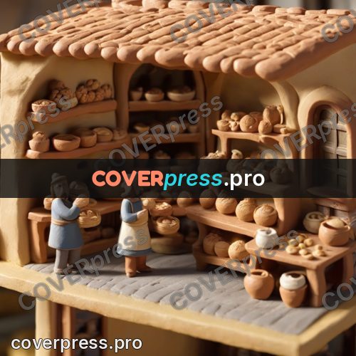 Clay figurine: bakery with shelves of bread