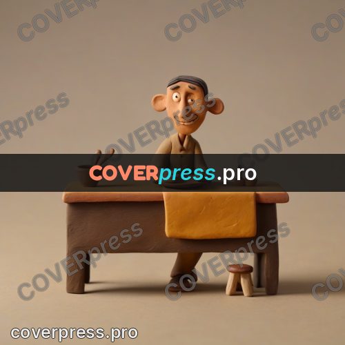 Clay figurine: baker at a table with dishes