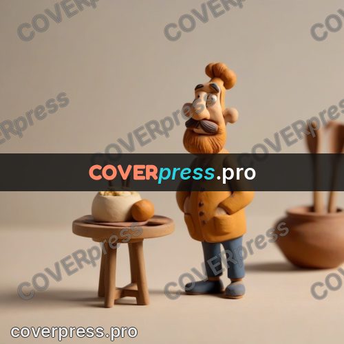 Clay figurine: baker at a table with dishes