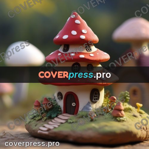 Clay sculpture: mushroom house with a red cap