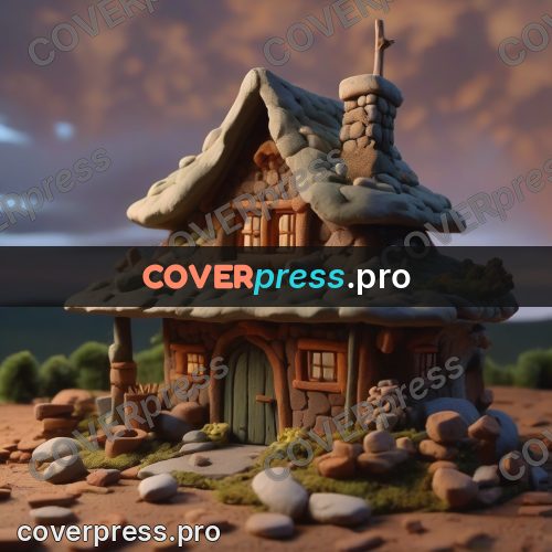 Clay sculpture: cottage with a chimney