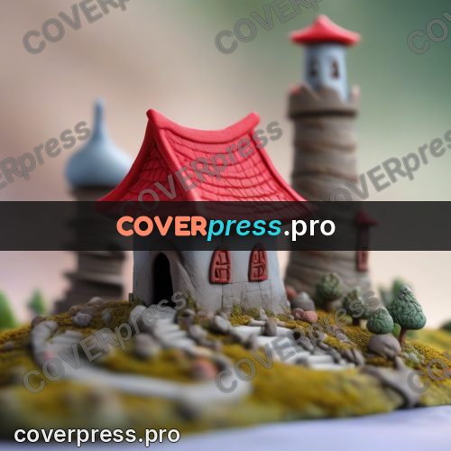 Clay sculpture: building with red roofs