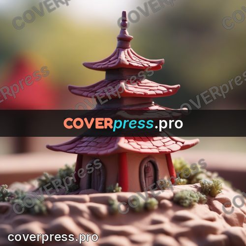 Clay sculpture: building with red roofs