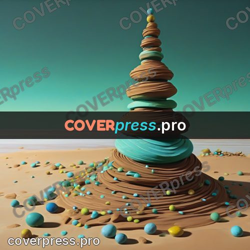 Clay sculpture: tower of round stones