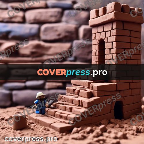 Clay sculpture: brick walls and a tower