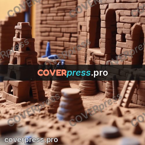 Clay sculpture: brick walls and a tower