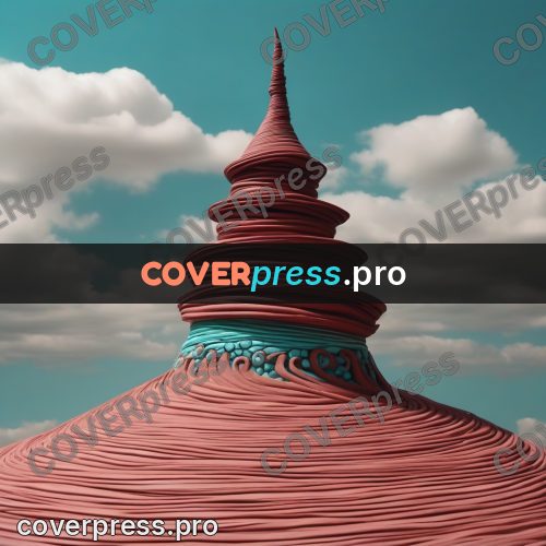 Clay sculpture: red twisted tower on a hill