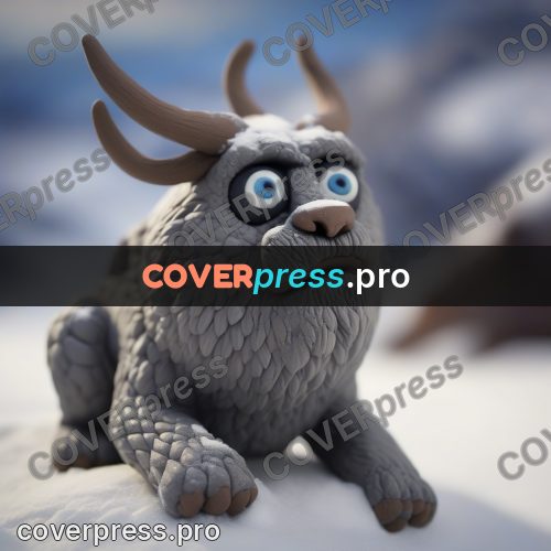 Clay sculpture: grey creature with big eyes