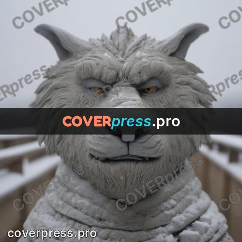 Clay sculpture: grey animal face with ears