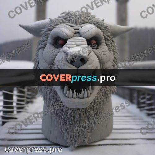 Clay sculpture: grey animal face with ears