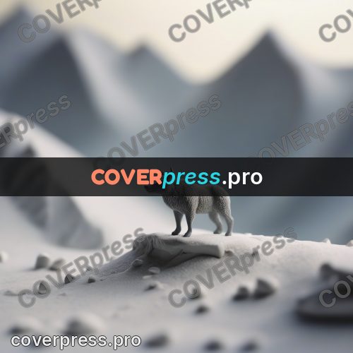 Clay sculpture: grey animal on a snowy mountain
