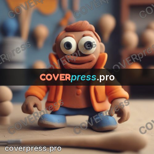 Clay sculpture: little man in an orange jacket