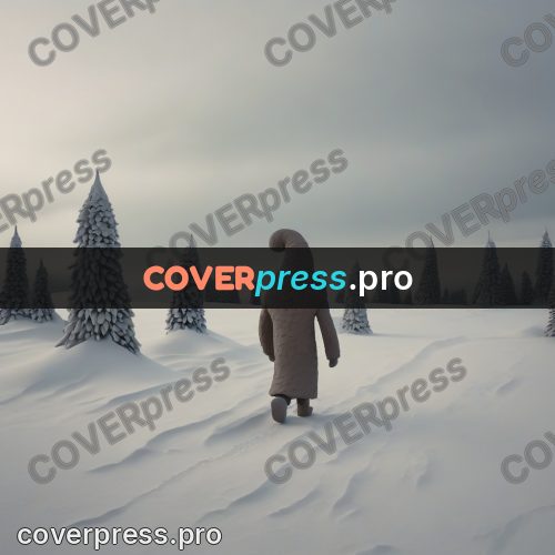 Clay sculpture: figure walking across the snow