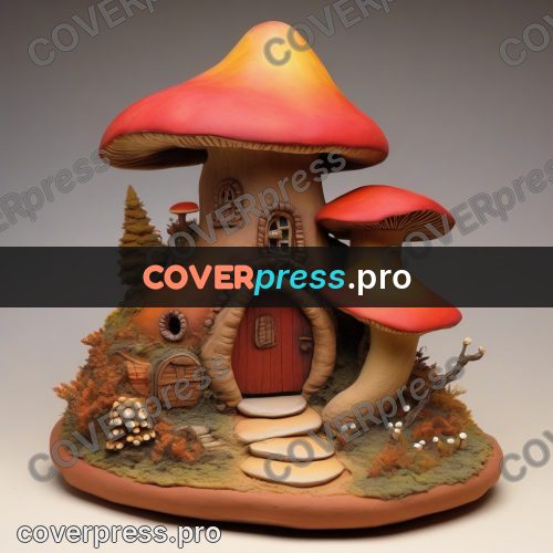 Clay sculpture: house under a mushroom cap