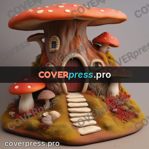 Clay sculpture: house under a mushroom cap