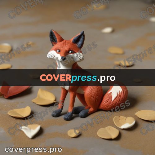 Clay sculpture: red fox sitting on the ground
