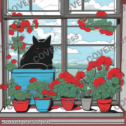Аниме иллюстрация с заливкой: кот, котёнок и клубок