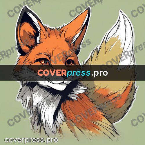 Flat colour anime illustration: red fox in the grass