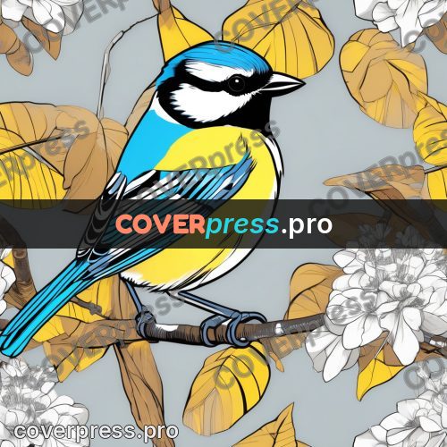 Flat colour anime illustration: tit on a branch