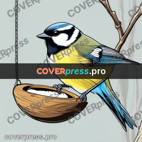 Flat colour anime illustration: tit on a branch