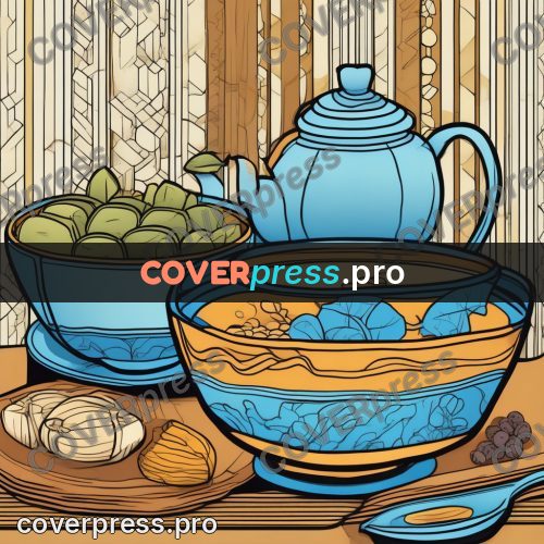 Flat colour anime illustration: teapot and bowls on a table