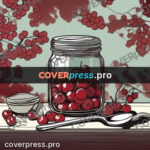 Flat colour anime illustration: jar of cherries