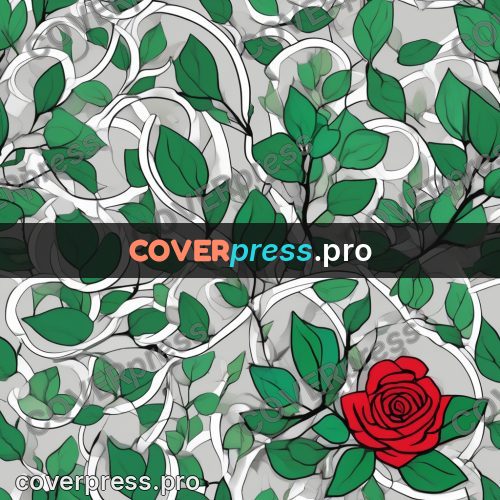 Flat colour anime illustration: white rose with leaves