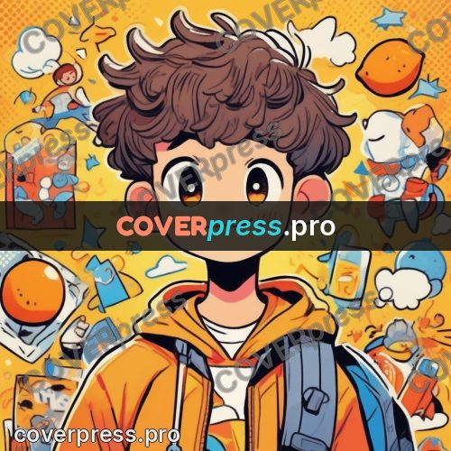 Comic style drawing: boy on a busy ground